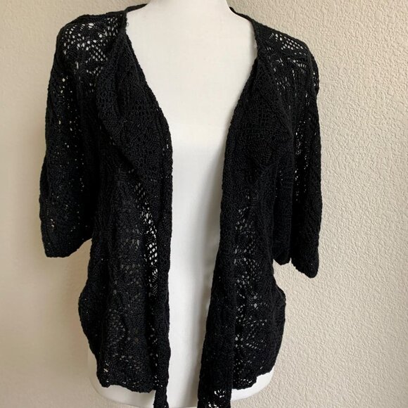 Lucky Brand Open Stitch Drape Cardigan XS-S - Picture 2 of 6